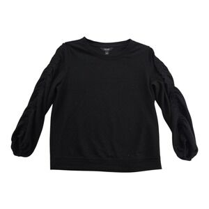 Simply Vera Vera Wang Women's Black Ruched Puff Sleeve Long Sleeve Top Size S